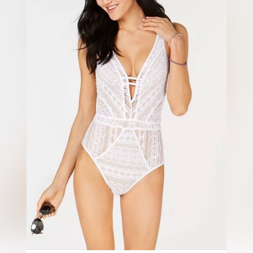 BECCA White Lace One-Piece Swimsuit